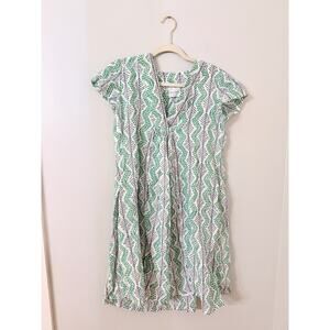 Zen Ethic Blue Green Cotton Tunic Dress Lightweight Boho Colorful Tunic S